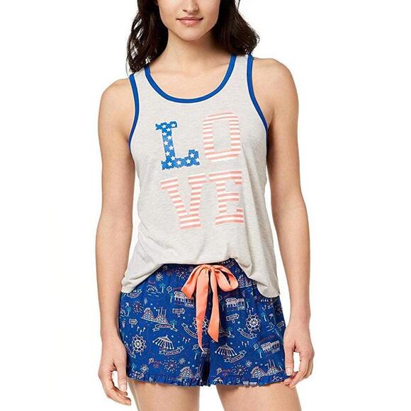 Jenni by Jennifer Moore Tops - Jenni By Jennifer Moore Women Graphic-Print Contrast-Trim Pajama Tank Top Size M